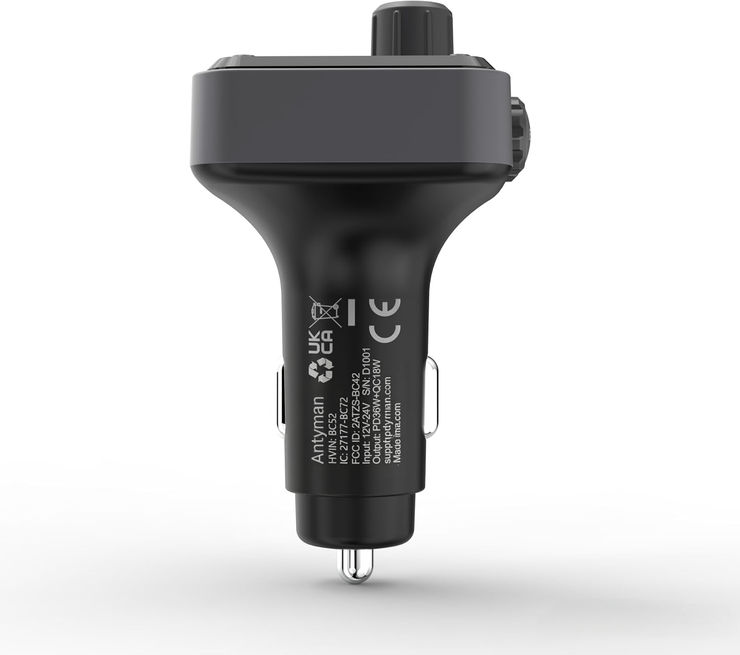 Antyman 54W Bluetooth 5.3 Car Adapter, FM Transmitter 4-Port Fast Charging | Wireless FM Radio Music Player with Deep Bass, 5 Colors LED Backlit, Hands-Free Calling, PD&QC Car Charger Support USB Drive