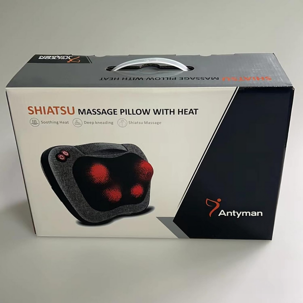 Antyman Shiatsu Back Massager with Heat, Deep Tissue for Pain Relief | Electric 3D Kneading Massage Pillow for Neck, Shoulder, Back, Christmas for Men Women Dad Wife Mom Gifts (NOT Cordless)